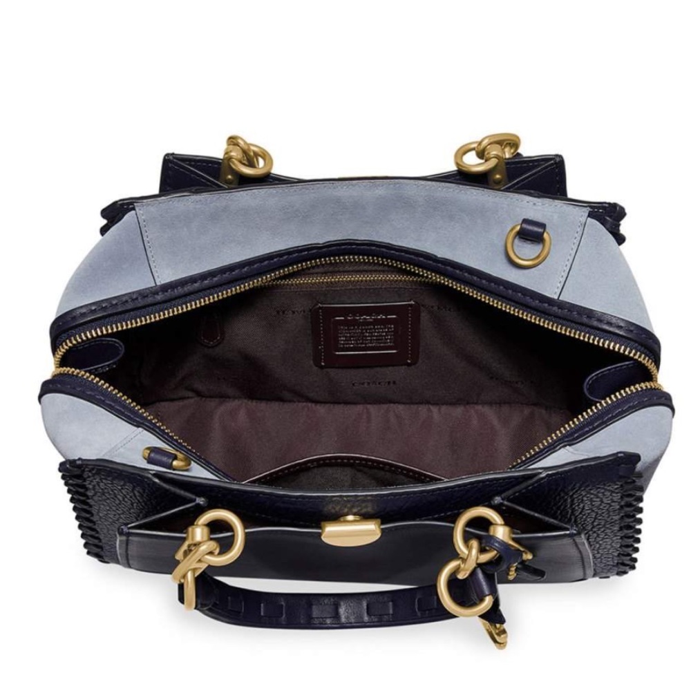 Coach Dreamer Colorblock Suede Satchel Bag purse - Picture 3 of 4